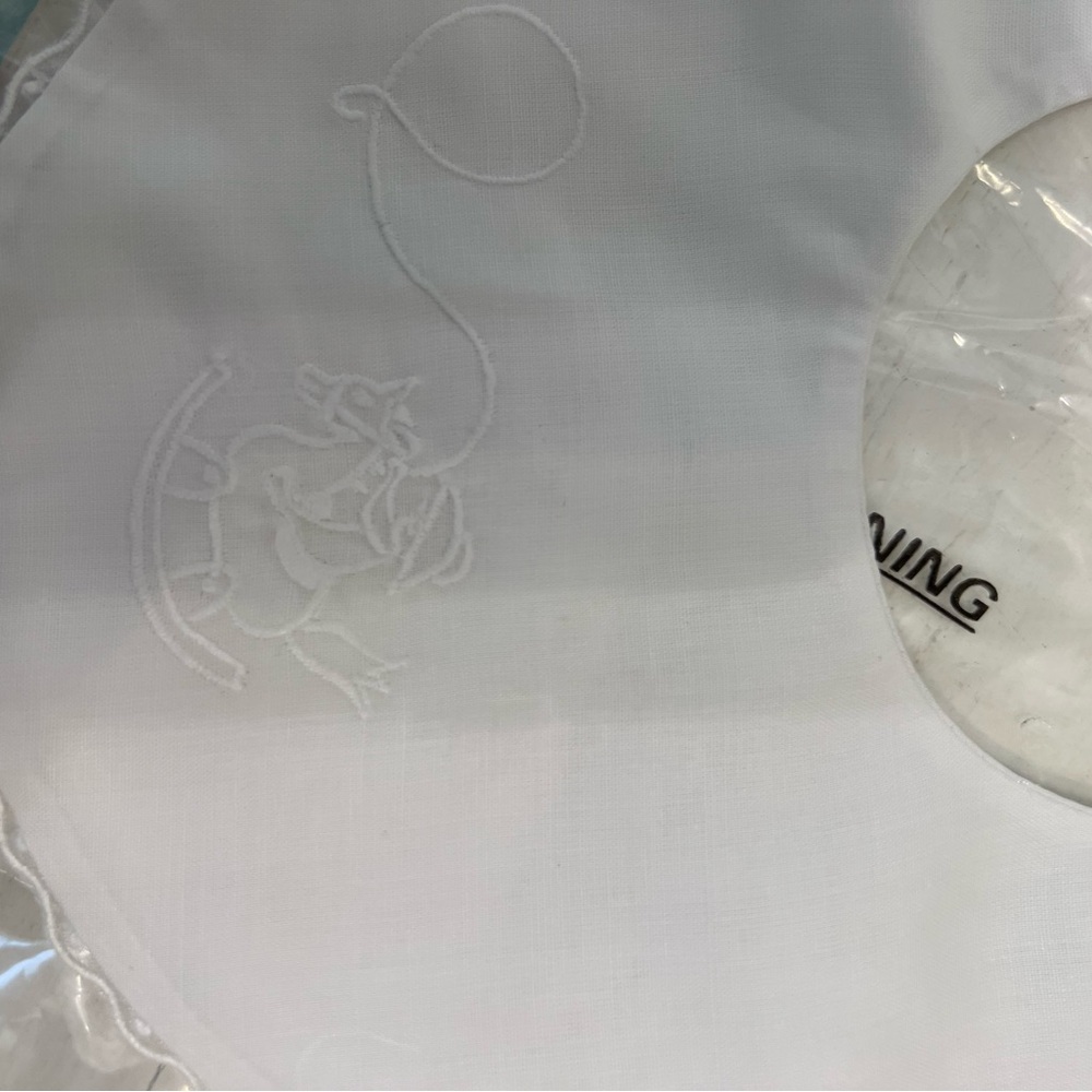 White Embroidered Baby Bib